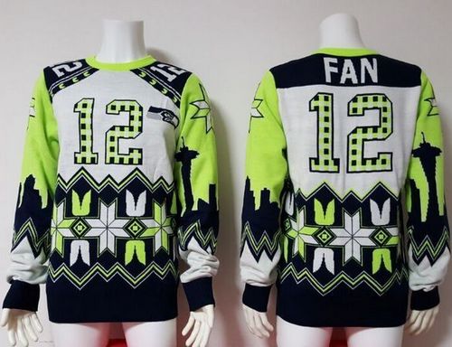Nike Seahawks #12 Fan White Men's Ugly Sweater